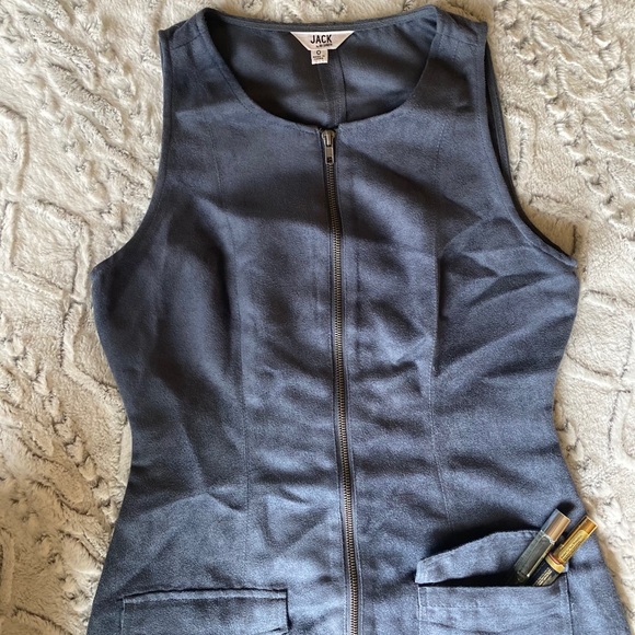 Blue Faux suede zip front dress by BB Dakota - Picture 3 of 8